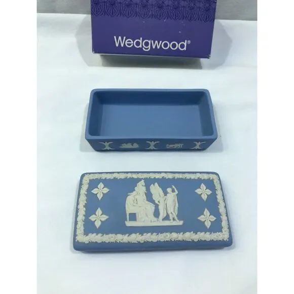 Jasper pale blue candy box oblong, lidded trinket box Storage & Organization